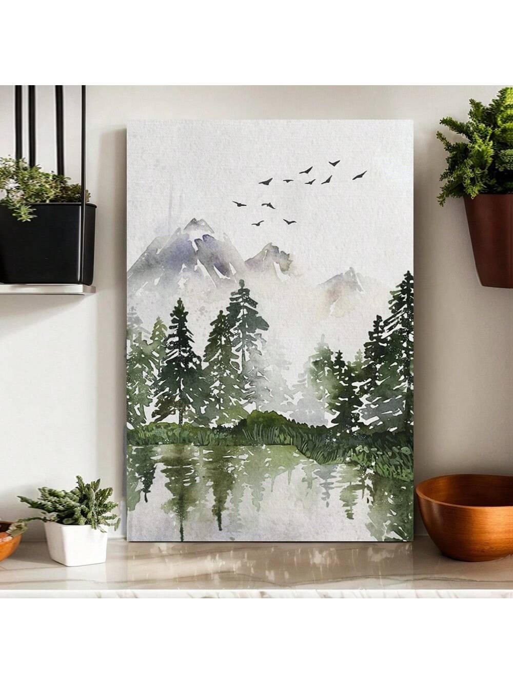 Elevate your living space with this Pastel Watercolor Woodland Canvas Art, featuring a serene misty mountain forest scene. Its soft pastel hues and delicate brushwork bring a calming, natural ambiance to modern interiors. Perfect for adding subtle color and a touch of nature-inspired elegance, this canvas art complements minimalist and contemporary decor styles with refined sophistication.
