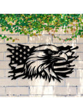 This vibrant metal American flag decor features a fierce patriotic eagle, making it the perfect addition for year-round celebrations. Made with quality craftsmanship, it adds a touch of patriotism to any room. Show your love for the country with this stunning wall art.