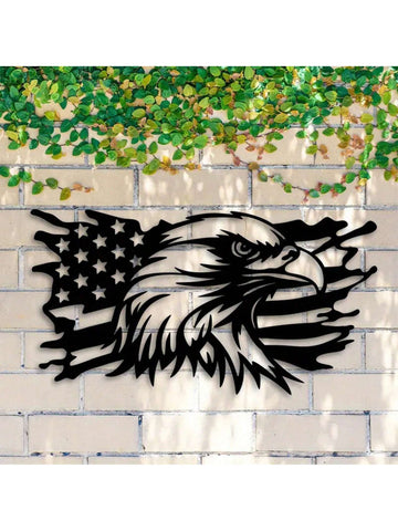 This vibrant metal American flag decor features a fierce patriotic eagle, making it the perfect addition for year-round celebrations. Made with quality craftsmanship, it adds a touch of patriotism to any room. Show your love for the country with this stunning wall art.