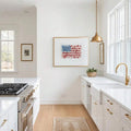 Floral American flag wall art with red white blue flowers