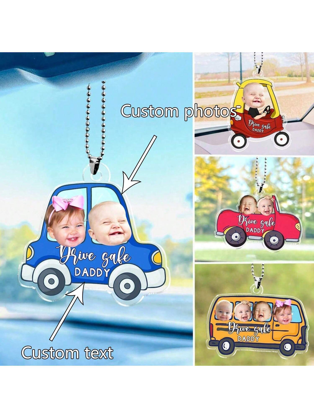 This personalized acrylic car hanging ornament is the perfect birthday gift for dad. Adorned with his name and a thoughtful message, it's a great way to show your love and appreciation. Made from durable acrylic material, it will withstand the test of time and make a beautiful addition to any car's interior.