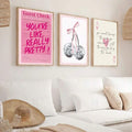Pink Aesthetic Quotes and Disco Cherry Canvas poster set with playful Y2K charm. Perfect for bedrooms, dorms, dressing rooms, beauty spaces, and colorful decor.