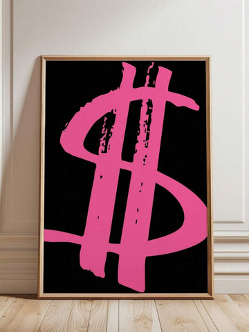 Pink Dollar Sign Graffiti Style Modern Canvas Poster