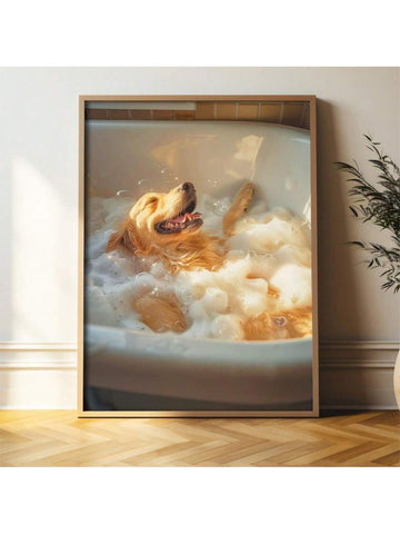 Add a touch of joy and charm to any space with this Playful Golden Retriever in Bubble Bath canvas art. Expertly crafted, this whimsical dog-themed wall decor brightens living rooms, bedrooms, or offices with its lively and heartwarming design. The vibrant colors and detailed imagery capture the playful spirit of a beloved pet, making it an ideal piece to enhance your environment with warmth and character. Durable and ready to hang, it’s a sophisticated way to celebrate the joy pets bring into our lives.