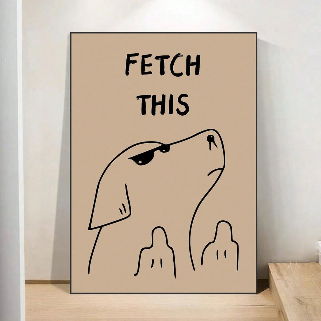 Add some playful charm to your home with our 'Fetch This' Funny Dog Art Print. Featuring a playful pooch, this print will surely bring a smile to your face. Made with high-quality materials, this print is perfect for any dog lover and will add a touch of humor to your home decor.