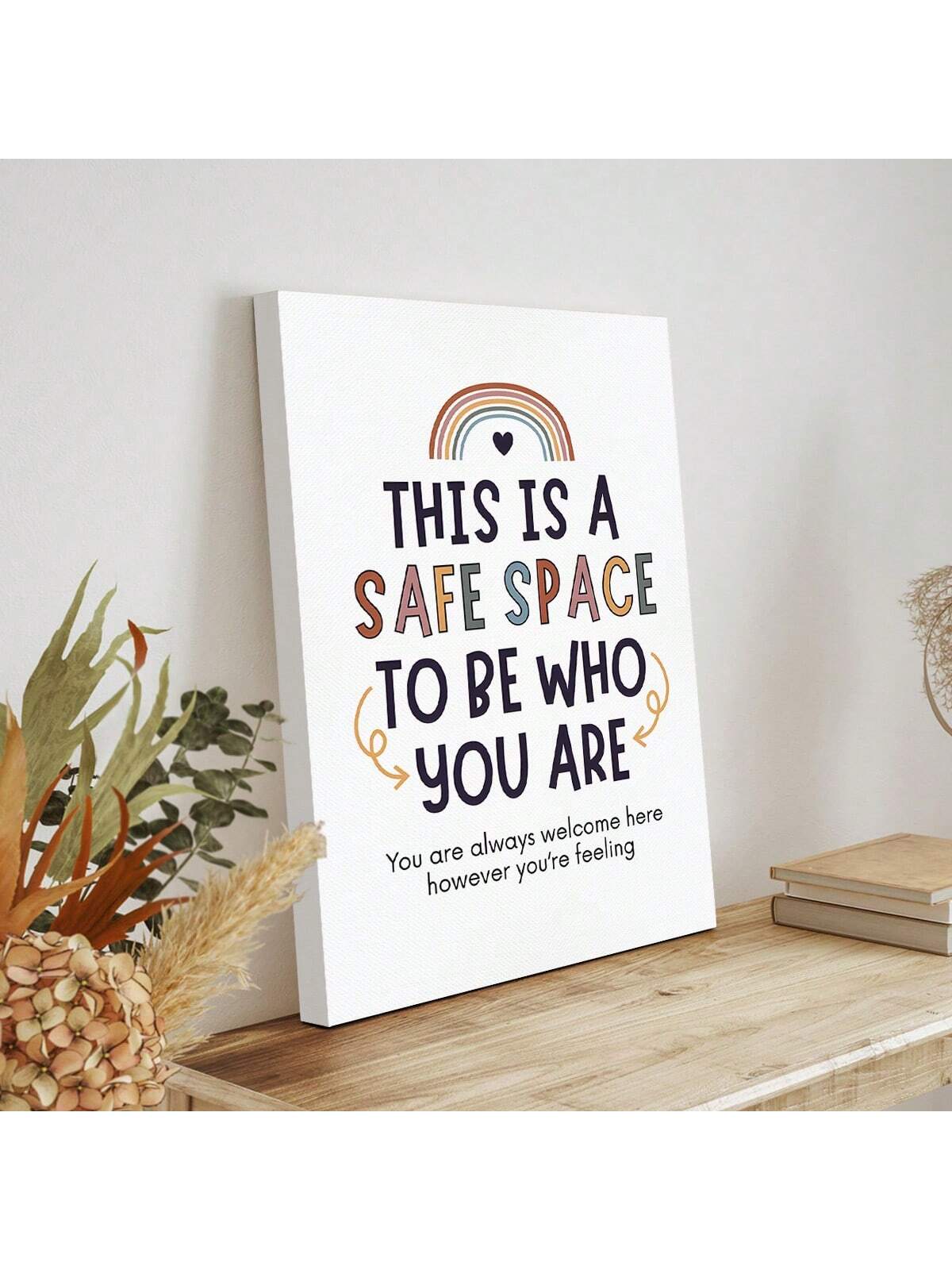 Transform your therapy or office space with our Positive Affirmation Safe Space Poster. With its calming canvas design, this wall art promotes positivity and relaxation in any room. Perfect for counseling spaces, living rooms, or bedrooms, this poster is a must-have for any mental health professional or anyone seeking a peaceful atmosphere.