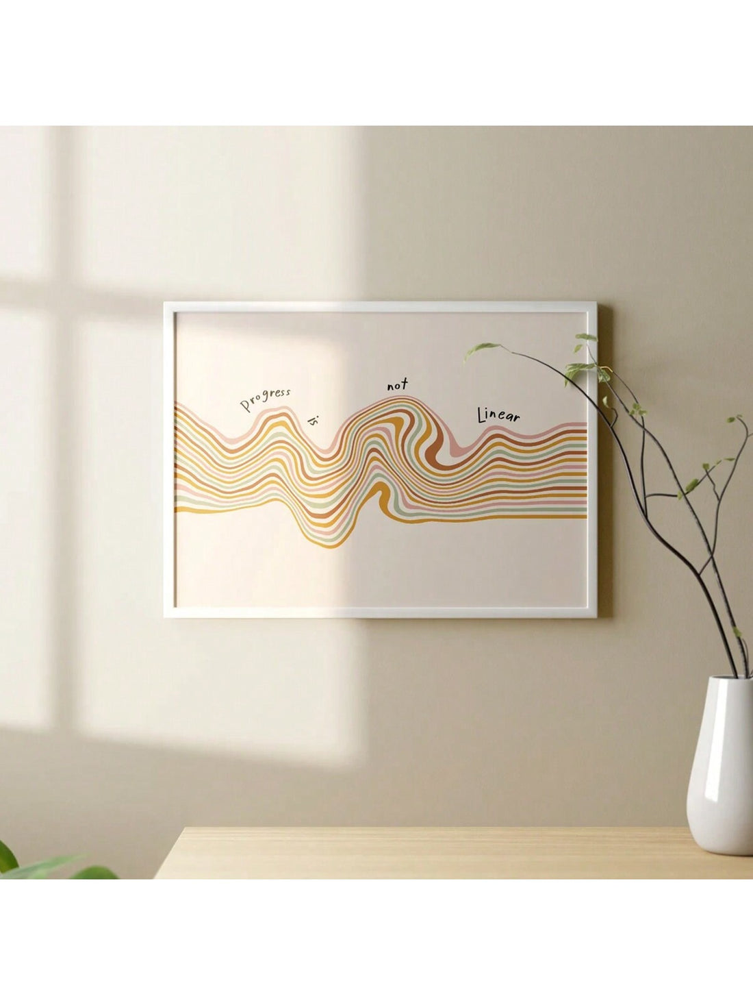 This minimalist wall art for mental health and therapy spaces serves as a reminder that progress is not linear. With a clean design and no frame necessary, this canvas poster is an ideal decoration for any mental health space. Stay motivated on your journey to recovery with this simple yet impactful sign.