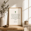 Psalm 55 22 scripture canvas poster with blue cross
