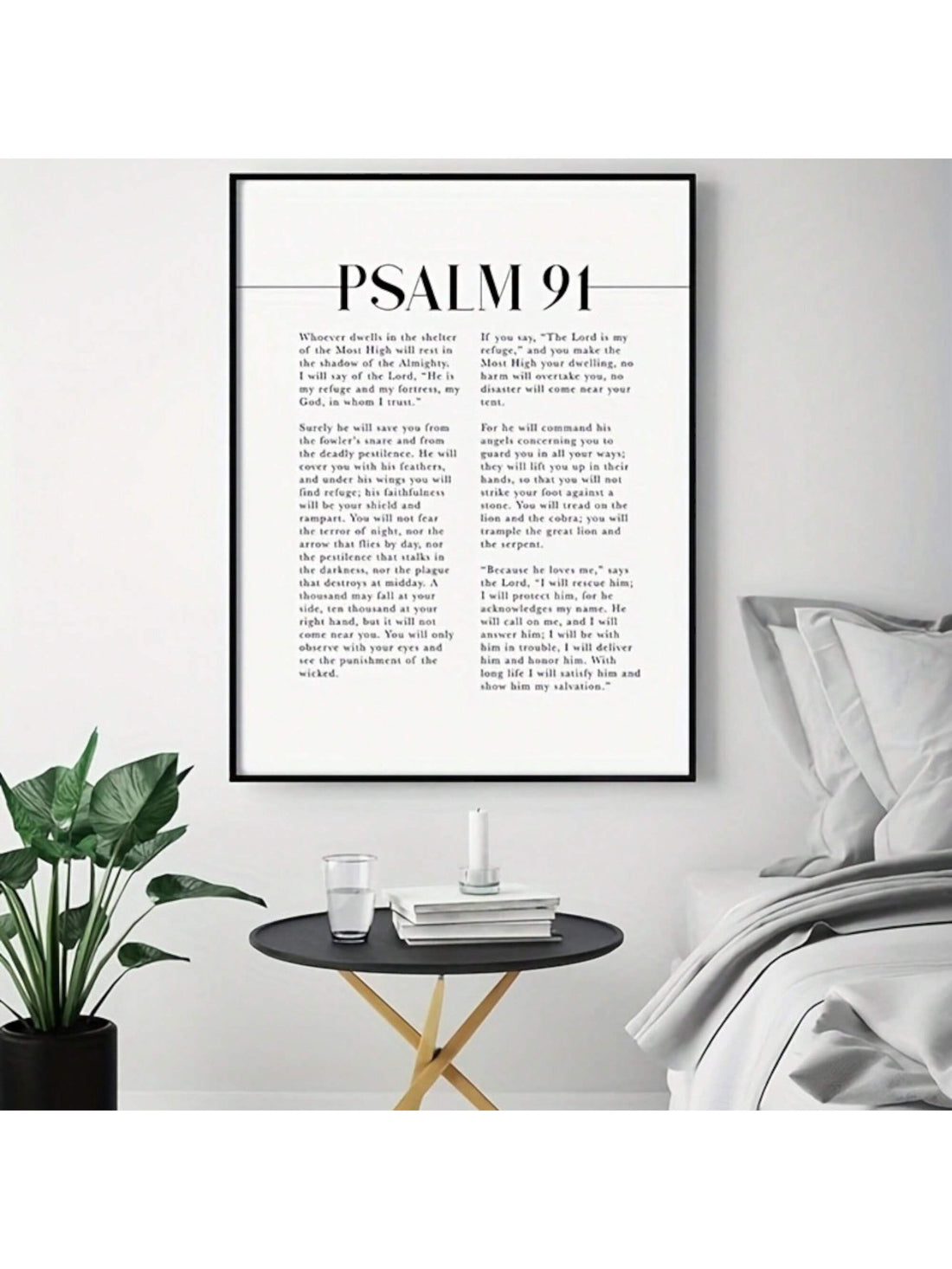 Elevate your living space with the Psalm 91 Christian Canvas Wall Art, featuring an inspirational Bible verse that brings comfort and faith into your home. This beautifully crafted canvas serves as a meaningful reminder of protection and hope, making it an ideal decor piece for everyday inspiration or special holiday settings. Its timeless design complements various interior styles, offering both spiritual encouragement and aesthetic appeal. Perfect for personal reflection or as a thoughtful gift, this wall