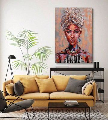 Introduce an elegant touch to any space with our Queen of Art framed wall decor. Featuring a stunning African American woman, this canvas is perfect for adding a touch of cultural and artistic flair to your home. Made with quality materials, it's a timeless and elegant addition to any room.