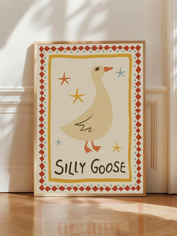 Bring playful charm to any space with this quirky silly goose print. Perfect for adding personality to apartments, nurseries, or living rooms, this retro-inspired wall art features whimsical goose imagery that sparks conversation and smiles. The unframed design offers flexibility to customize with your choice of frame, mat, or display method. Ideal for those who appreciate offbeat humor and vintage aesthetics in their home decor.