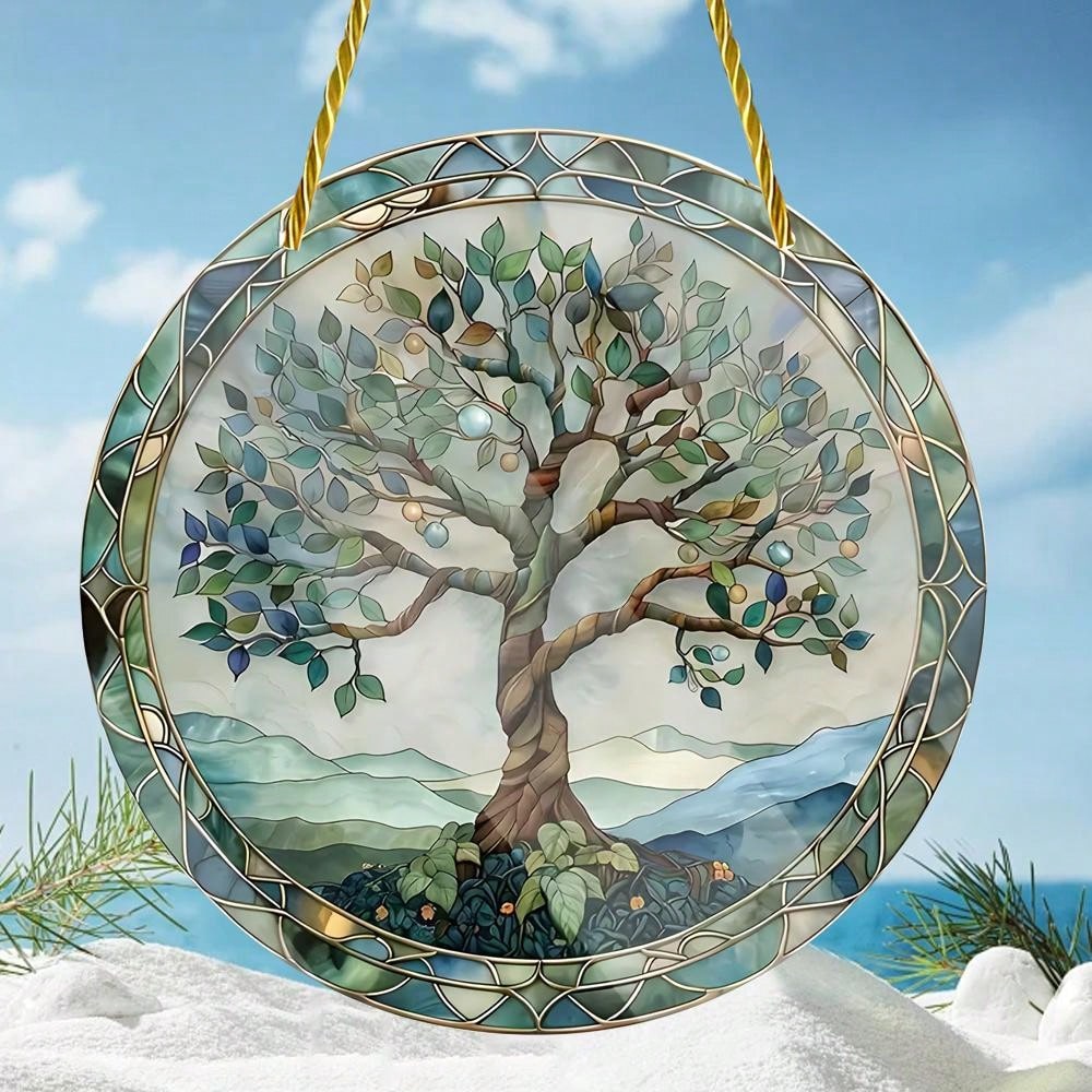Add a touch of elegance to your home or office with our Radiant Tree of Life Suncatcher. Crafted with a 2D round acrylic stained glass pendant, it creates a beautiful display of light and color. Perfect for both decoration and relaxation, this suncatcher is a must-have for any space.