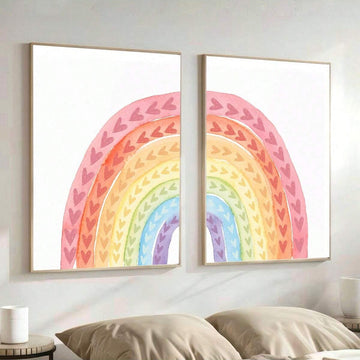 Rainbow Heart Canvas Wall Art Set - Inclusive LGBTQ Nursery Decor for Baby Rooms