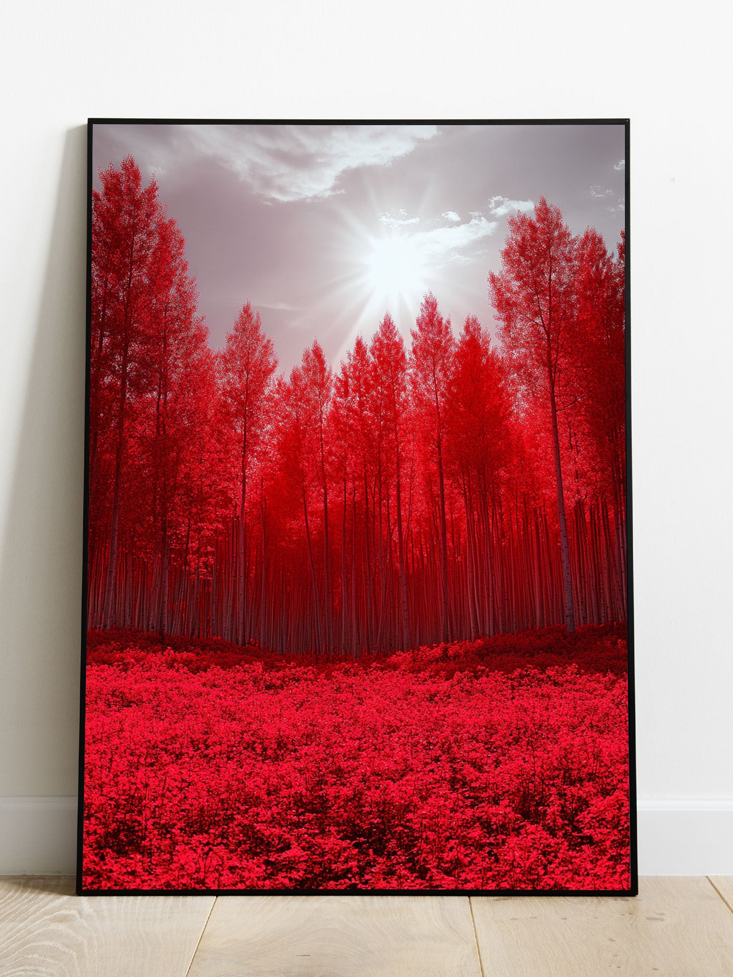 Red Pine Forest Canvas, Poster Wall Arrt - For Living Room, Sofa Backdrop, Bedside Decoration, Home Decor, No Frame