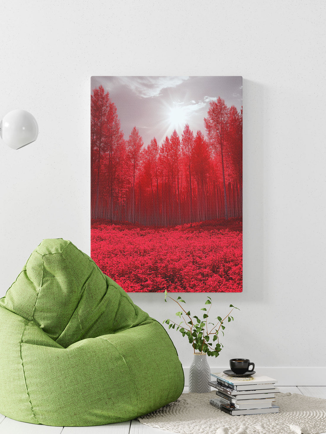 Red Pine Forest Canvas, Poster Wall Arrt - For Living Room, Sofa Backdrop, Bedside Decoration, Home Decor, No Frame