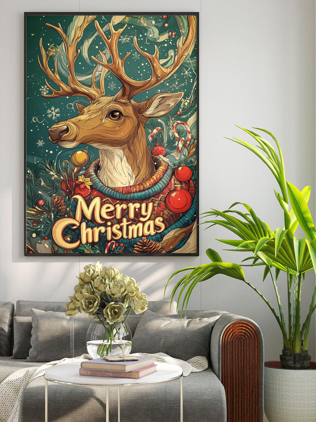 Add some holiday cheer to your home with our Reindeer In Sweater Merry Christmas Canvas Wall Art. This unique piece features a festive reindeer in a cozy sweater, perfect for bringing a touch of warmth and joy to any room. Made with high-quality materials, it's sure to become a beloved holiday decoration for years to come.