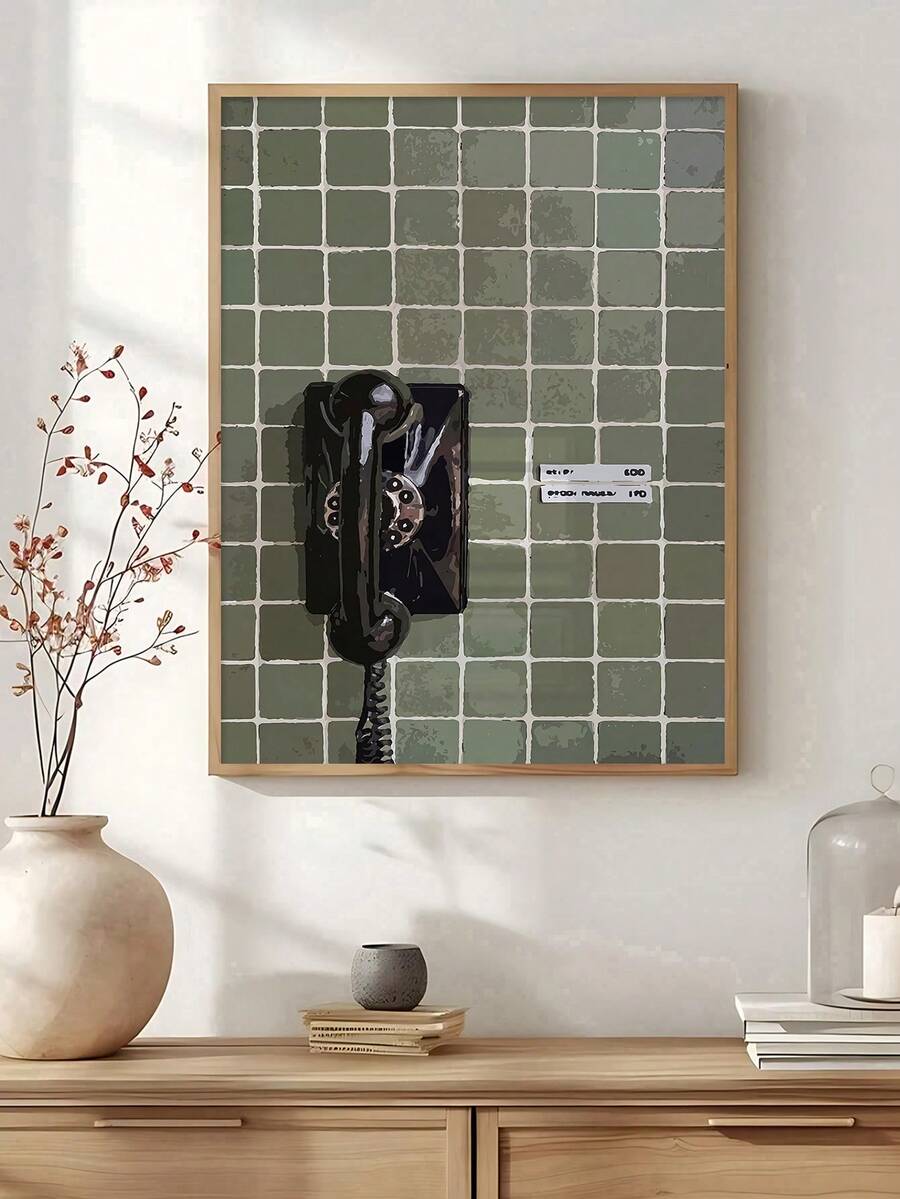 Retro 1970s Rotary Phone and Zebra Stripes Canvas poster with bold vintage character. Perfect for bedrooms, offices, salons, dorms, and eclectic decor.