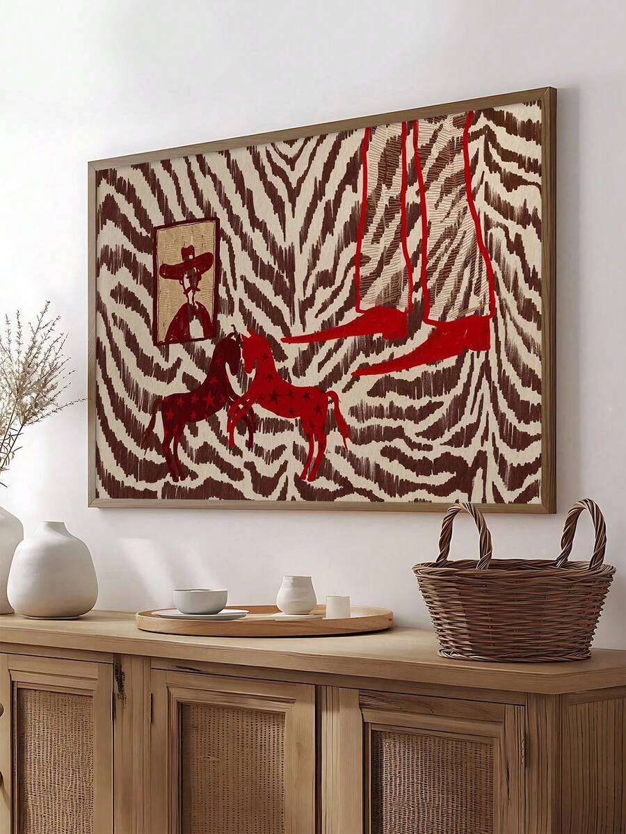 Retro 1970s Rotary Phone and Zebra Stripes Canvas poster with bold vintage character. Perfect for bedrooms, offices, salons, dorms, and eclectic decor.