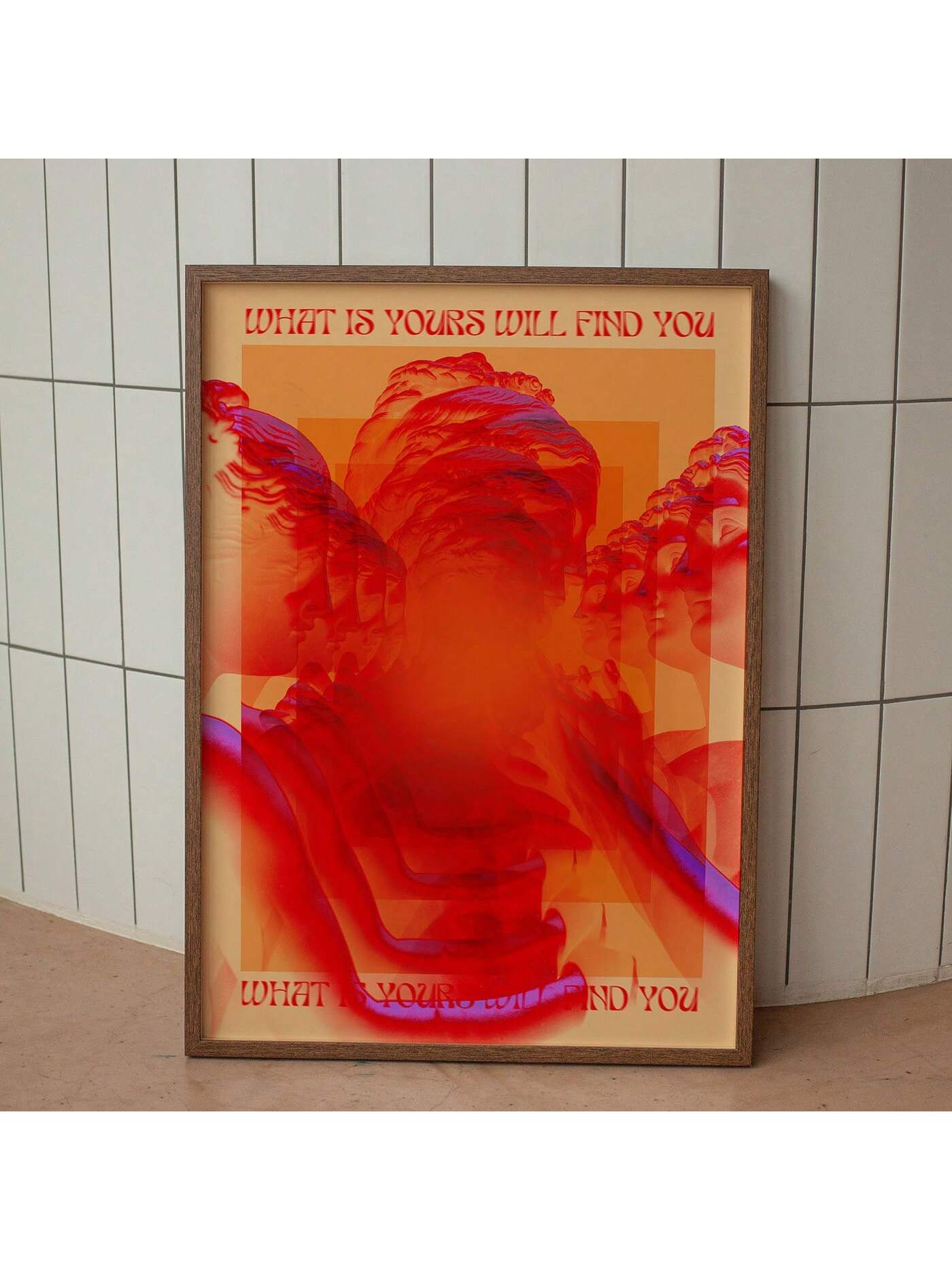 This retro 70s-inspired abstract canvas art features bold red and purple hues that energize any space. Designed with carefully integrated inspirational quotes, it adds both visual interest and motivational flair to your home decor. Perfect for those seeking a funky, vintage vibe, this piece combines artistic expression with uplifting messages to create a unique focal point in your living area.