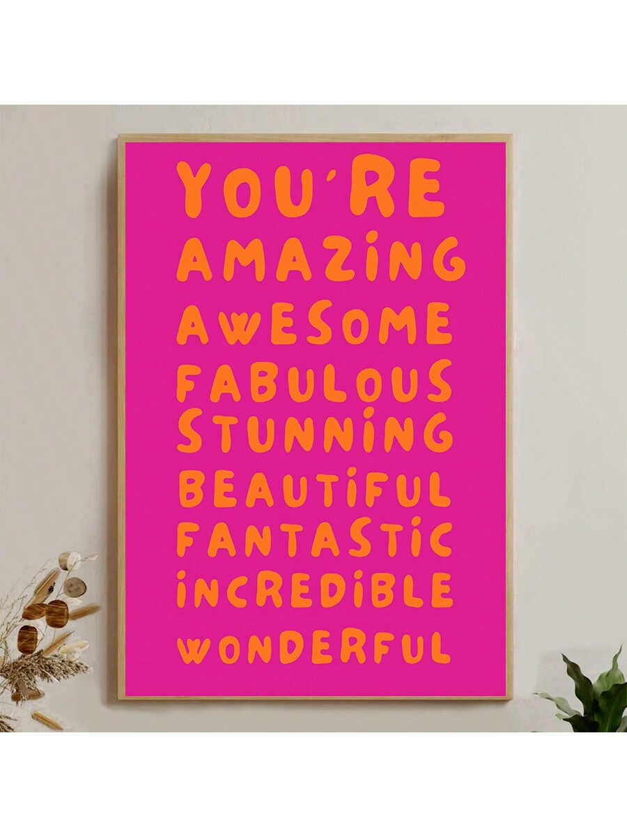 Add a nostalgic touch to any space with this Retro 70s Pink Canvas Wall Art featuring the uplifting message "You Are Wonderful." Perfectly sized for dorm rooms, bedrooms, or living areas, this vibrant poster enhances your décor while spreading positivity. Its durable canvas material ensures long-lasting color and quality, making it an ideal gift for birthdays, graduations, or special occasions. Elevate your environment with this timeless piece that blends vintage charm and motivational style.