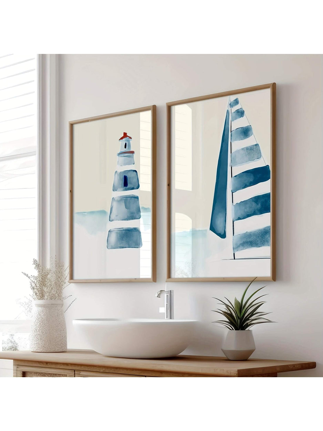 Bring a serene coastal ambiance to your home with these Retro Blue Watercolor Beach Canvas Art Prints. This 2-piece framed wall decor set features soft, flowing watercolor designs that evoke the calm of the ocean, perfect for enhancing living rooms, bedrooms, or kitchens. Expertly crafted, each piece adds an elegant yet relaxed vibe, making your space feel inviting and tranquil. Easy to hang and designed to complement a variety of interior styles, these prints provide a timeless aesthetic with a modern touc
