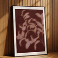 Retro burgundy botanical shadow leaf abstract canvas poster with soft pink and beige tones