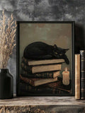 Retro Cat Pattern Brown Dark Gothic Antique Wall Art Canvas Poster 