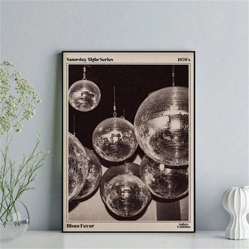 Transform your space with this striking retro disco ball canvas poster, a nostalgic nod to the vibrant 70s era. Featuring bold, eye-catching design elements characteristic of vintage disco aesthetics, this piece brings dynamic energy and groovy charm to any room.