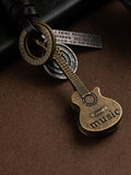 Add a touch of vintage charm to your keys with our Retro Guitar Cowhide Keychain. Handcrafted with stylish braided details, this keychain is perfect for any music lover. Made with durable cowhide for long-lasting use. Upgrade your key game today!