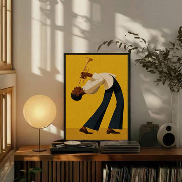Retro Jazz Trumpet Player African American Musician Canvas Poster 
