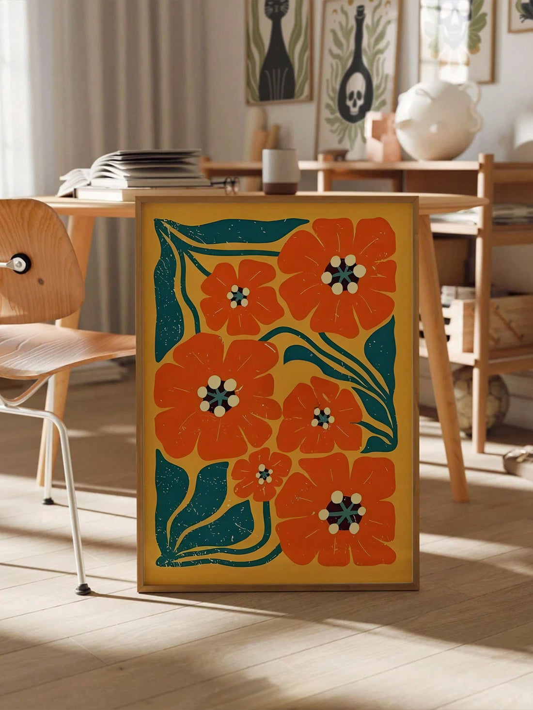 Add a touch of vintage-inspired chic to your home with our Retro Matisse-Inspired Floral Canvas Print. This 70s funky wall art is a must-have for lovers of bold, colorful decor. With its eye-catching design and high-quality canvas material, this print is sure to elevate any room in your home.