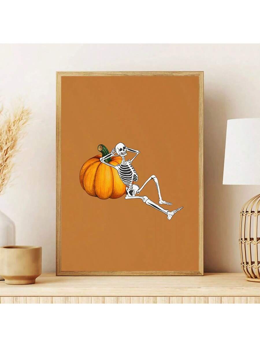 Celebrate the spirit of autumn with this Retro Orange Halloween Skeleton Pumpkin Canvas Art Print. Featuring a vintage-inspired design, it adds a nostalgic yet vibrant touch to your seasonal decor. Perfect for creating a warm, festive atmosphere, this canvas print enhances any room with its bold colors and classic Halloween imagery. Durable and ready to hang, it’s an expert choice for those seeking stylish, timeless autumn decoration.