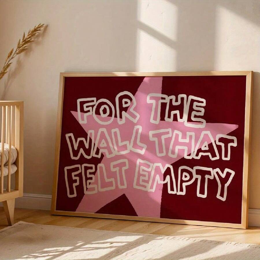 Transform your space with this striking retro pentagram canvas art featuring humorous quotes that spark conversation and laughter. The multicolor graphic design blends modern aesthetics with vintage vibes, perfect for living rooms, bedrooms, or dining areas seeking personality and edge. Crafted from durable canvas with waterproof properties, this hanging painting withstands everyday wear while maintaining its vibrant letter and graphic patterns. Whether you're decorating a dorm, apartment, or home, this pie