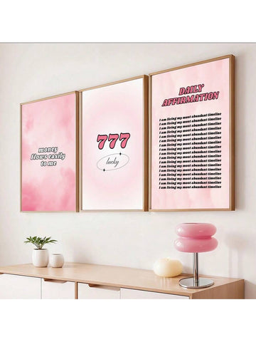 Elevate your space with the Retro Pink Angel Number 777 Wall Art, a stylish affirmation canvas print perfect for Y2K-inspired decor. Its vibrant pink tones and meaningful angel number design bring positive energy and a nostalgic touch to kids' rooms and playrooms. Crafted to inspire and brighten any environment, this artwork combines aesthetic appeal with uplifting symbolism, making it an ideal addition for those seeking both style and motivation in their decor.