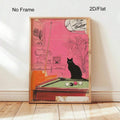 Bring retro vibes to your game room with this funky pink cat billiards art poster. Featuring a playful cartoon cat design, this unframed canvas print adds personality and charm to any space. The waterproof material ensures durability and easy maintenance, making it perfect for home offices, rec rooms, or anywhere you want to showcase your love of pool and quirky decor. A unique conversation starter that celebrates the fun side of billiards culture.