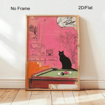 Bring retro vibes to your game room with this funky pink cat billiards art poster. Featuring a playful cartoon cat design, this unframed canvas print adds personality and charm to any space. The waterproof material ensures durability and easy maintenance, making it perfect for home offices, rec rooms, or anywhere you want to showcase your love of pool and quirky decor. A unique conversation starter that celebrates the fun side of billiards culture.