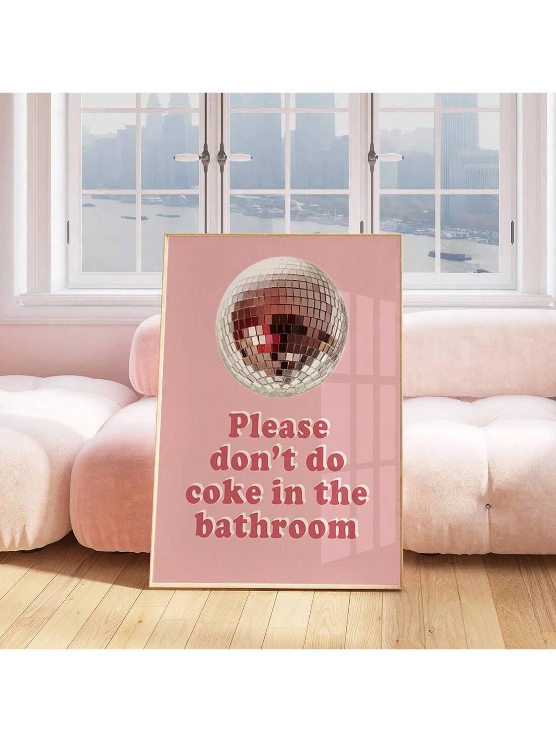 Add a playful touch to your home with this Retro Pink Wall Art Print featuring the cheeky phrase "Please Don't Do It In The Bathroom." Printed on high-quality canvas, this vibrant piece combines bold typography with a funky pink palette, perfect for injecting personality into any room. Its durable construction ensures lasting color and style, making it an ideal choice for those seeking unique, expert-level home decor that sparks conversation.