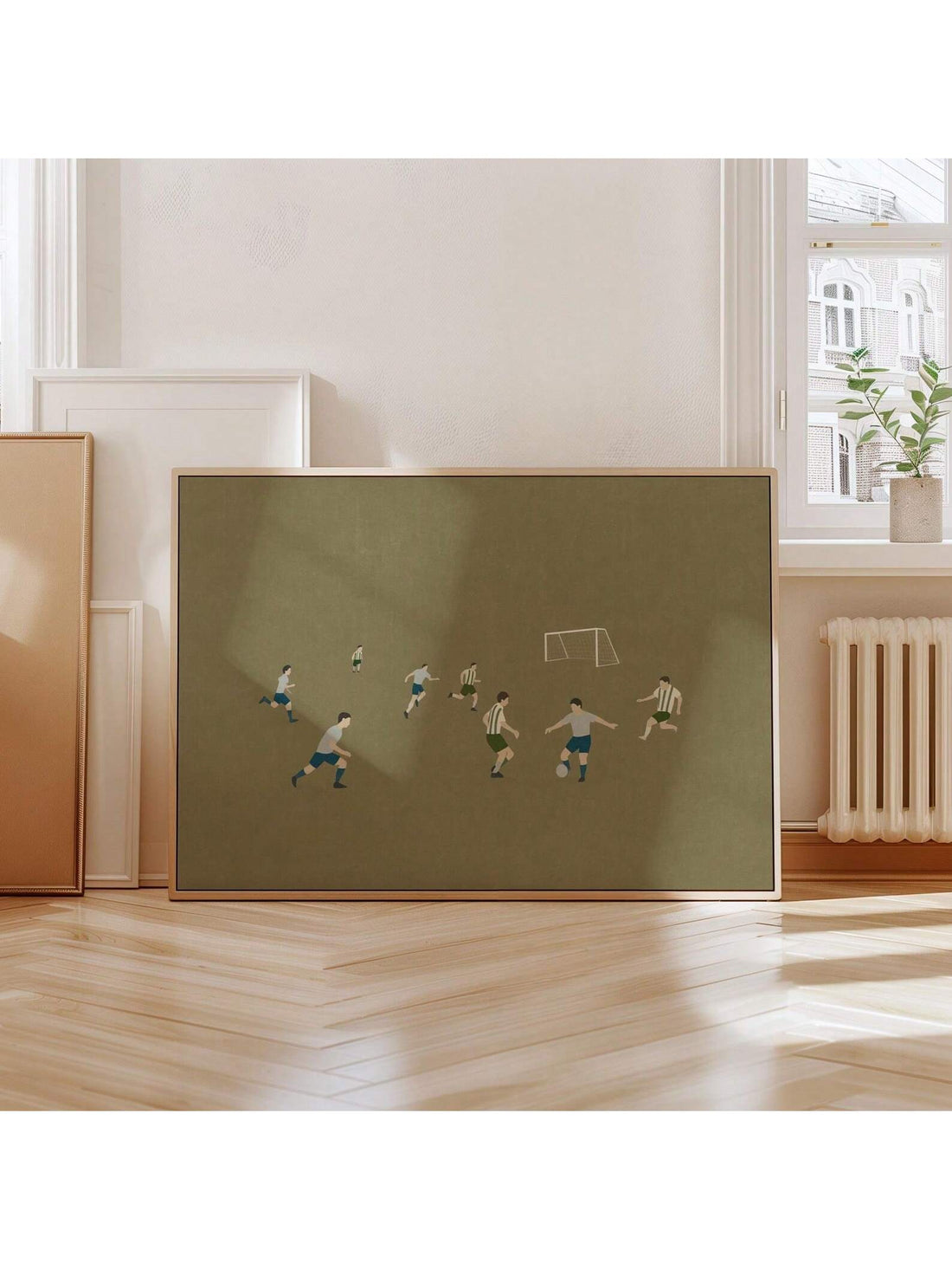 Elevate your space with this Retro Soccer Wall Art Print, designed with minimalist style to complement boys' rooms, game rooms, and man caves. Its clean lines and vintage-inspired design celebrate the spirit of football, adding a timeless touch to your decor. Perfect for enthusiasts seeking subtle yet impactful sports-themed artwork.