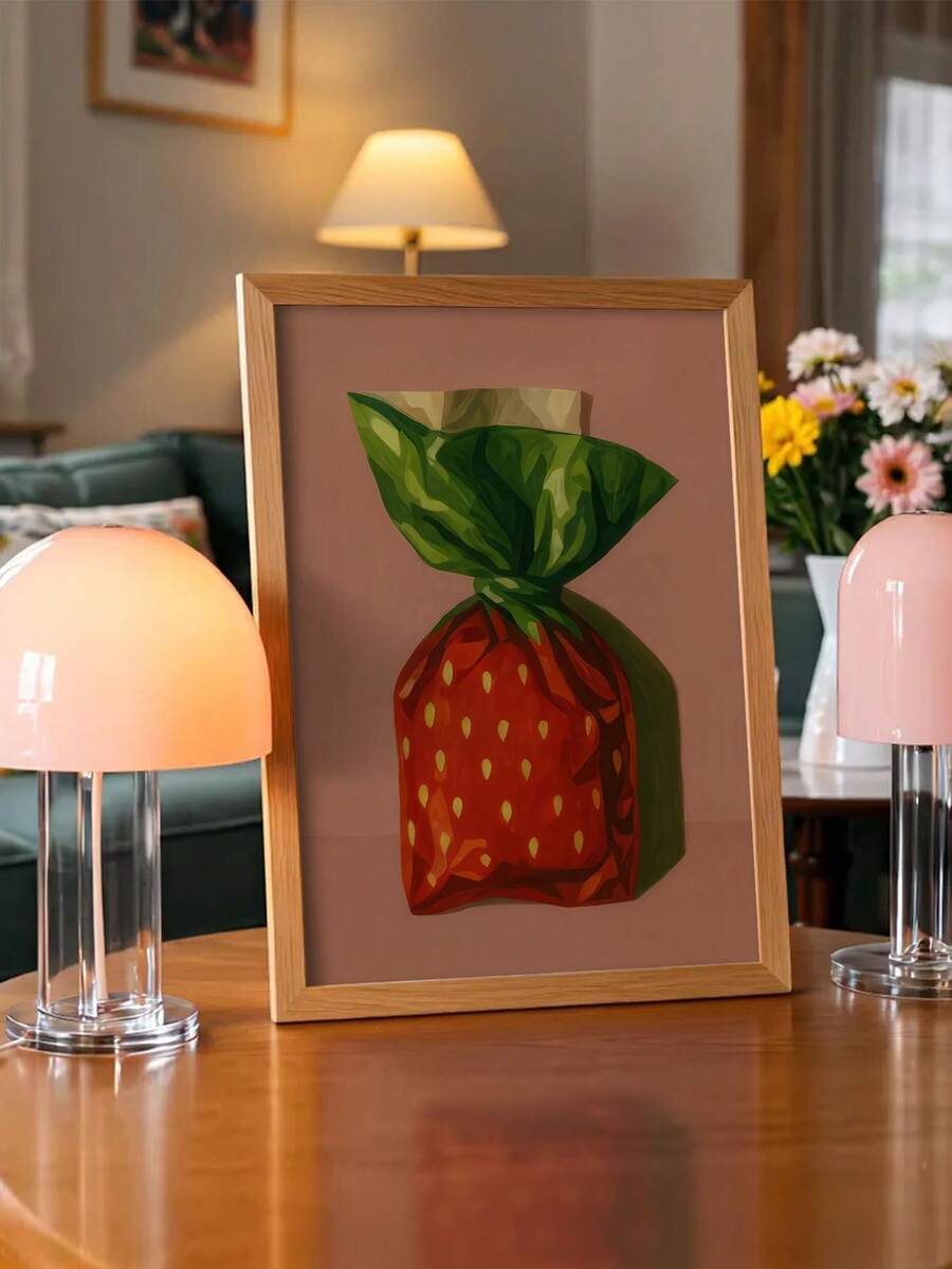 Bring vintage charm to your kitchen with this Retro Strawberry Candy Art Print. Featuring a playful abstract design inspired by classic candy aesthetics, this unframed canvas captures nostalgic appeal with a modern twist.