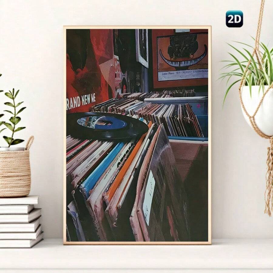 Bring vintage charm to your space with this striking Retro Vinyl Record Canvas Poster. Featuring a bold graphic design inspired by classic vinyl aesthetics, this modern wall art piece transforms any room into a music lover's sanctuary. Crafted on premium canvas with waterproof properties, this unframed hanging painting is perfect for your home office, bedroom, or living room. The scroll design adds depth and character while maintaining a contemporary edge. Easy to display and built to last, it's the ideal a