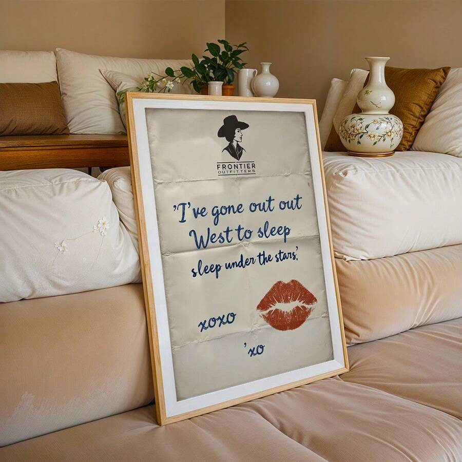 Retro Western Theme Vintage Typography Lip Print Canvas Poster 