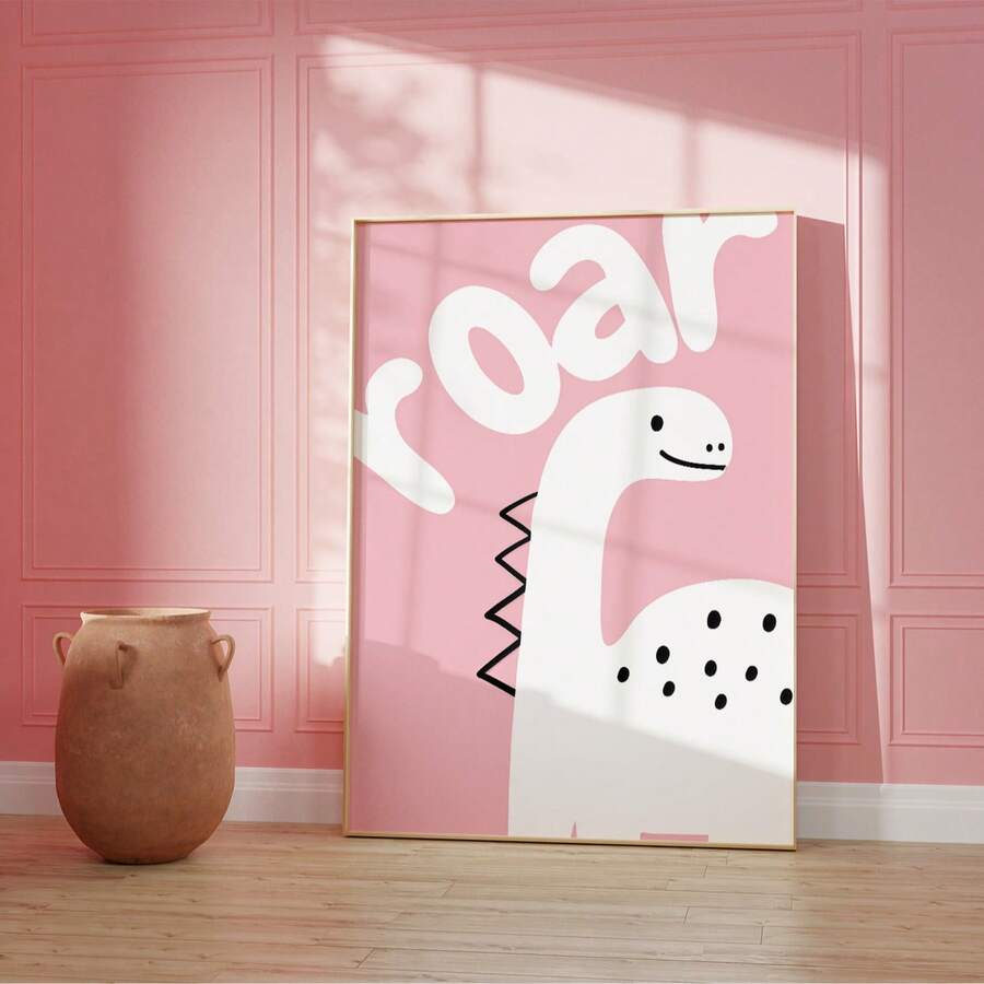 The "Roar" Dinosaur Kids Room Dopamine Decor Canvas Poster brings playful energy to children's spaces with its cheerful dinosaur illustration, bold typography, and vibrant dopamine-inspired colors. Designed to spark imagination and creativity, this fun artwork combines a modern aesthetic with adorable prehistoric charm, creating a lively focal point that brightens any room and encourages joyful learning and play.