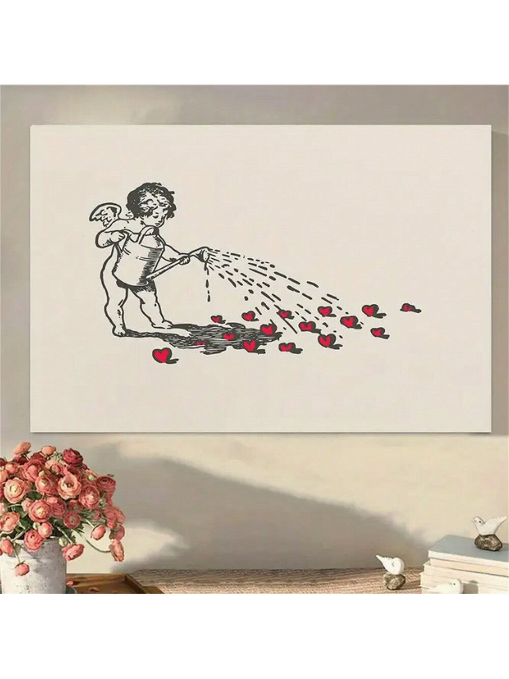 Transform your space into a romantic oasis with our Romantic Cupid Canvas Wall Art. Featuring a heart-shaped antique love illustration, this timeless piece adds a touch of elegance to any décor. Made from high-quality canvas, it is the perfect addition to any room in your home. Bring love and beauty to your walls with this stunning artwork.