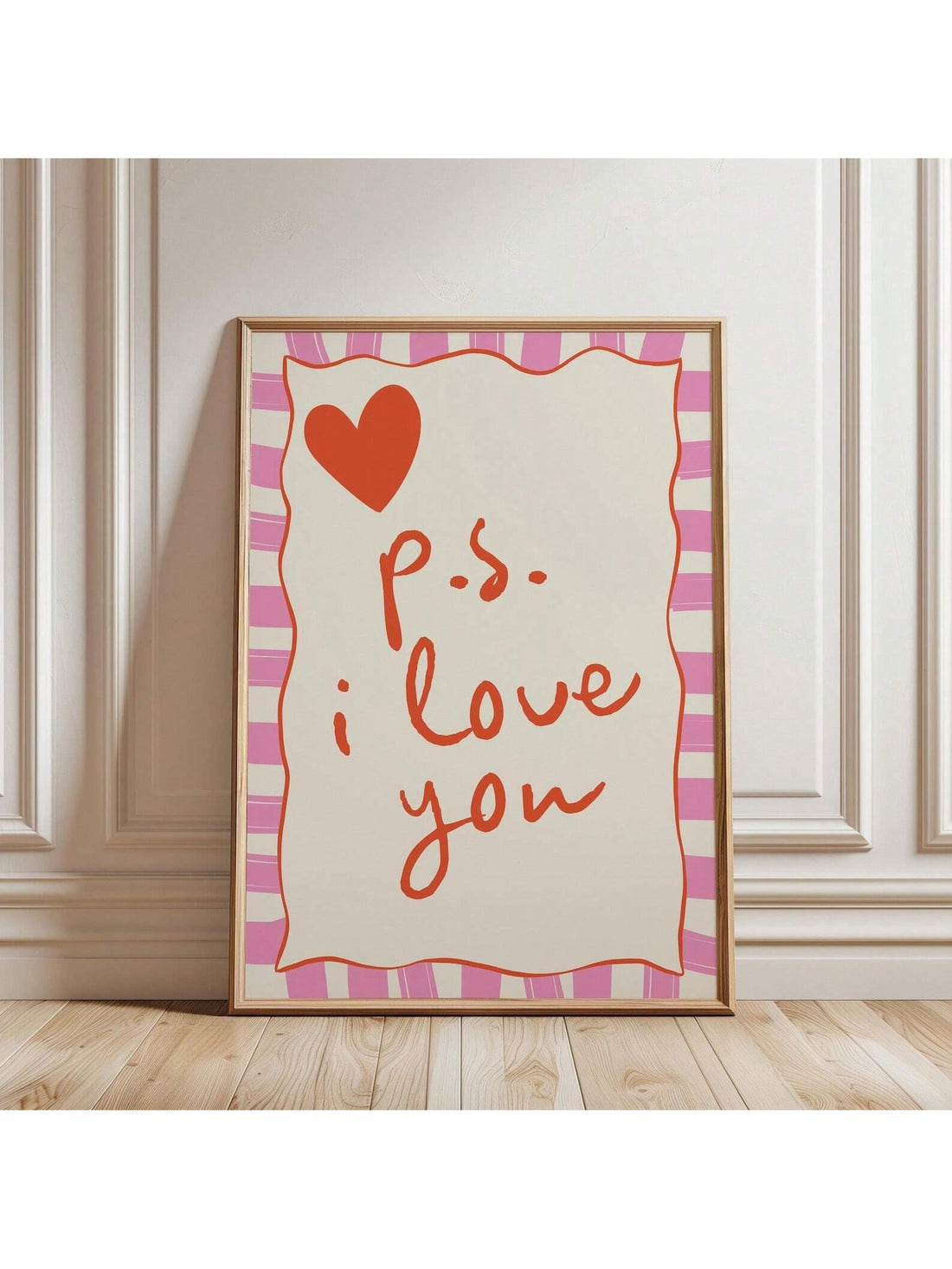 Express your deepest affection with this elegant minimalist poster featuring a simple yet powerful "I Love You" message paired with a delicate heart design.