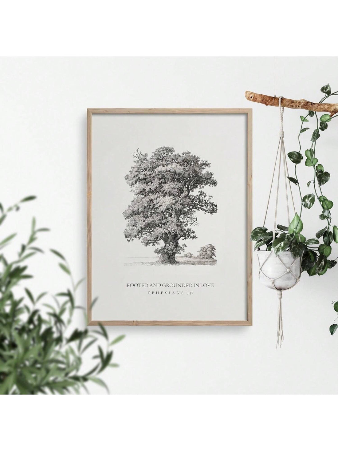 This vintage Christian wall art, featuring Ephesians 3:17, will add a touch of inspiration to your home decor. With the powerful message of being rooted and grounded in love, this wall art serves as a constant reminder of your faith and the love that surrounds you. Perfect for any room in your home.