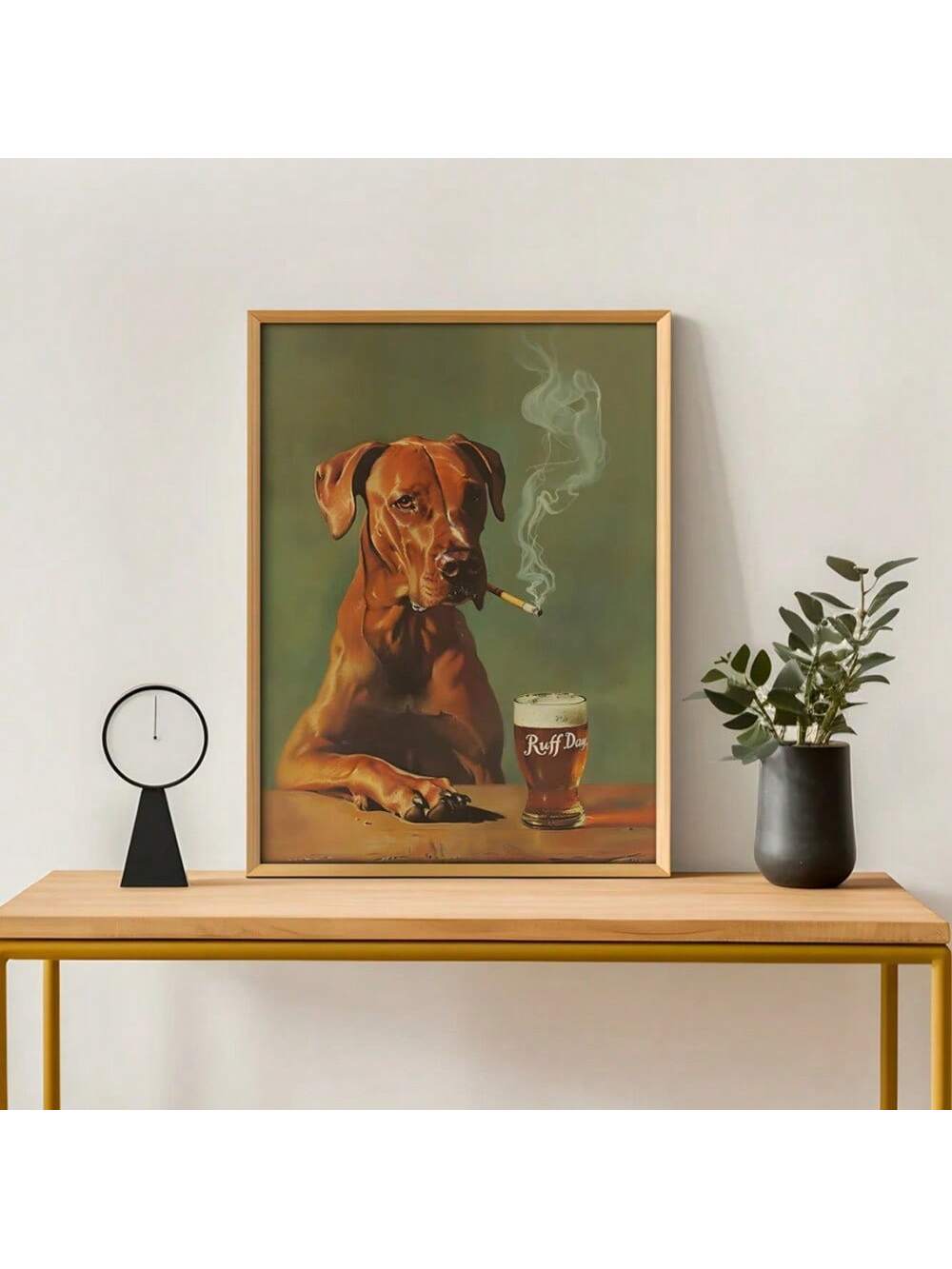 Elevate your man cave or game room with the Ruff Day Vintage Dog Print Poster. This retro-inspired art humorously pairs a classic dog illustration with a beer theme, adding character and a lighthearted vibe. Crafted for durability and vivid detail, it’s the perfect conversation starter and stylish accent for those who appreciate witty decor with a nostalgic twist.