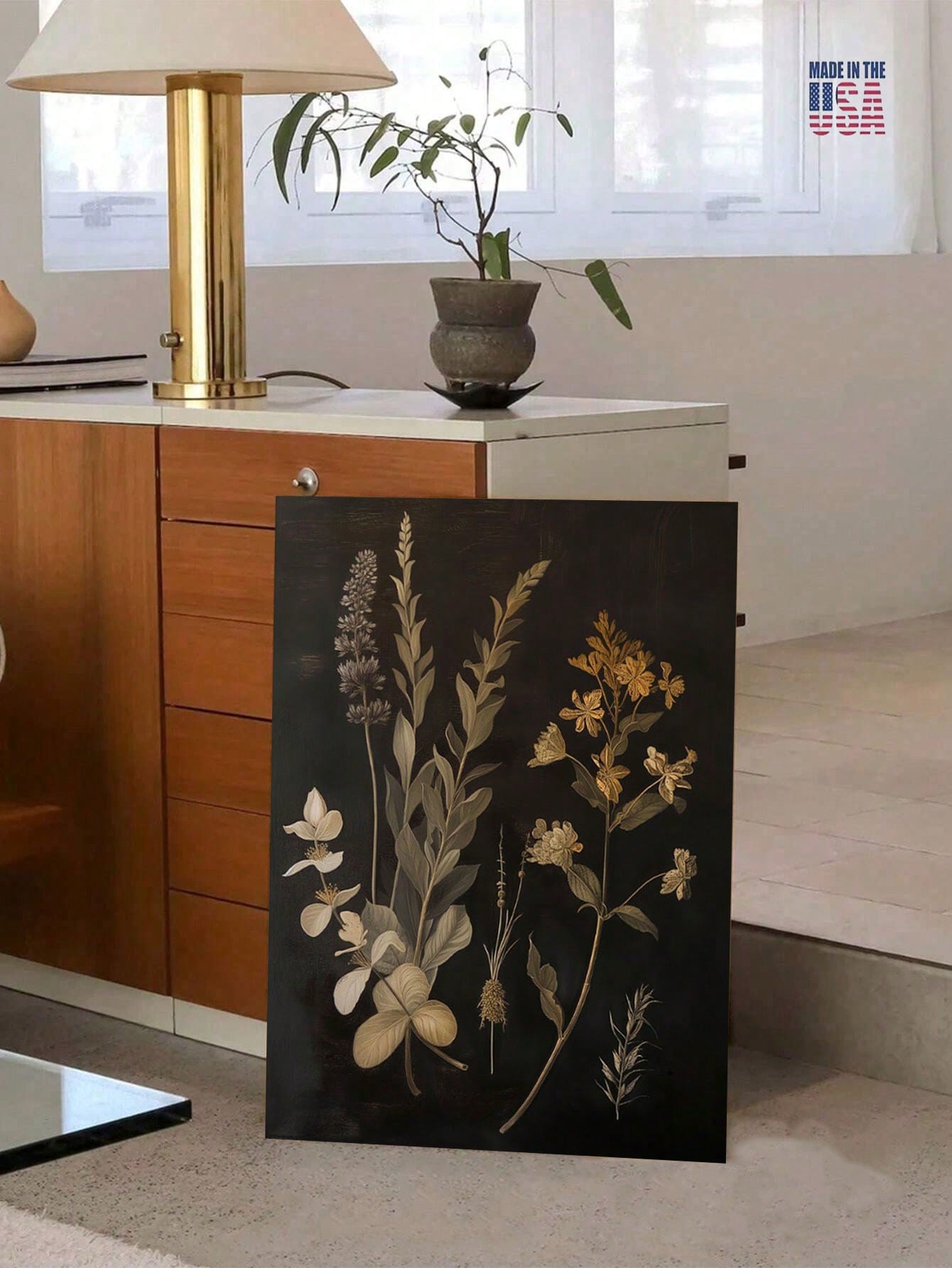 Elevate your home decor with Rustic Charm: Vintage Botanical Wall Art. The beautiful wood frame adds a cozy touch to any room. Bring the outdoors inside with this vintage-inspired piece that will add character and warmth to your space.