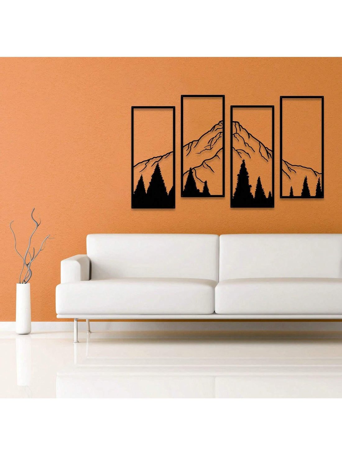 Transform your living space with the Rustic Minimalism 4-Piece Metal Wall Art Set. Immerse yourself in the beauty of nature with stunning mountain and forest imagery, crafted from high-quality metal. Enhance the atmosphere of any room with a touch of rustic charm.