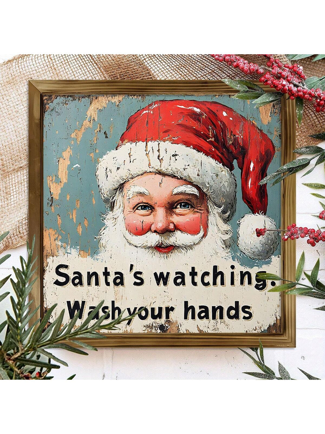 Add a festive touch to your farmhouse decor this Christmas with our rustic Santa's Watching Sign. Made with high-quality materials, this charming wall art is the perfect addition to any cozy holiday setting. Spread the holiday cheer and create a warm and inviting atmosphere with this unique piece.