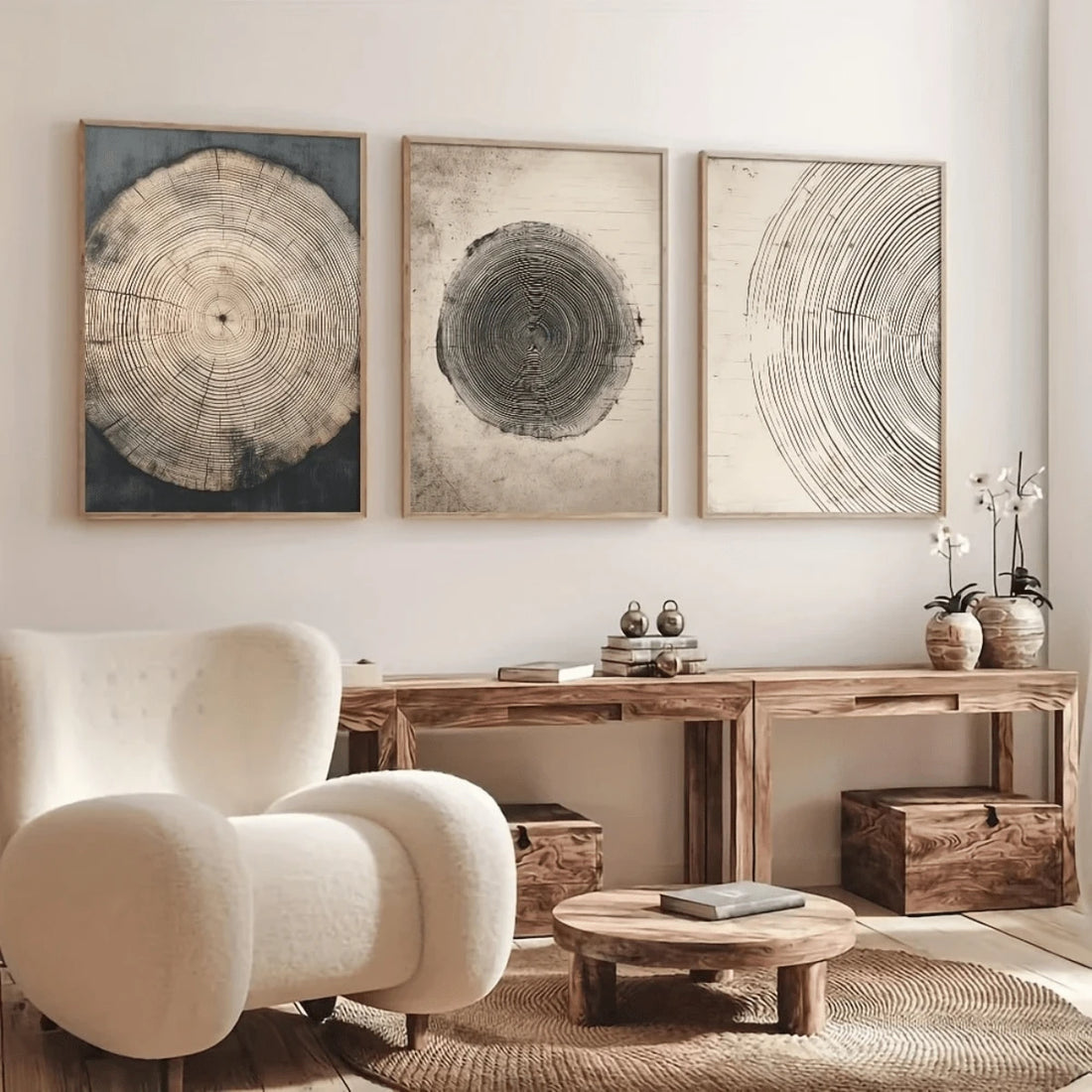 Bring natural elegance to your space with this Rustic Tree Wreath Canvas Art Set. Featuring a minimalist bohemian design, this versatile piece complements farmhouse, modern, and eclectic interiors alike. The waterproof canvas ensures durability, while the removable design allows easy repositioning. Perfect for bedrooms, dining rooms, or living spaces, this hanging painting works beautifully as a standalone statement or part of a gallery wall. Available in both framed and unframed options to suit your décor 